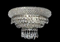12 Empire Crystal Wall Sconce Light Fixture Lamp 2 Lights Chrome Finish