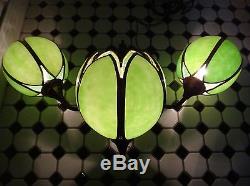12 Slag Stained Glass Wall Sconce Gold Tulip Shade HIlltop Steak House Saugus MA