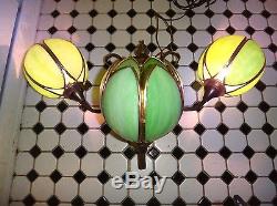 12 Slag Stained Glass Wall Sconce Gold Tulip Shade HIlltop Steak House Saugus MA