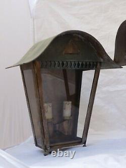 15 Gorgeous Vintage French Wall Light Sconces Lantern 20TH Brass Green Patina