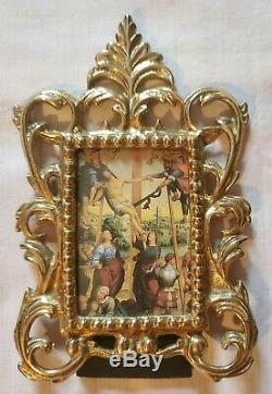15pc Lot Vtg Religious Gold Wall Decor Frames Candle Sconces Shelves Orthodox