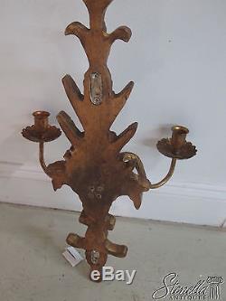 1703 Pair FRIEDMAN BROTHERS Gold Carved Candle Wall Sconces New FREE SHIPPING