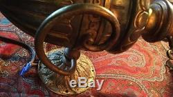 1800's Victorian Brass Converted Oil Lamp Ornate UNIQUE Wall Sconce
