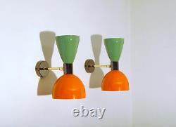 1950's Shiny Stilnovo Sconce Brass Wall Sconce Italian Lighting Pair