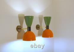 1950's Shiny Stilnovo Sconce Brass Wall Sconce Italian Lighting Pair