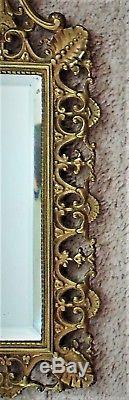 19th c. Antique Victorian Gilt Bronze Beveled Mirror Candle Wall Sconce Gothic