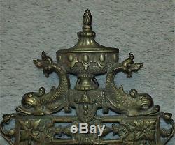 19th c. Victorian Bronze Wall Beveled Mirror Sconce with Dolphins