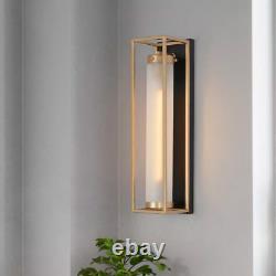 1-Light Dark Gold Modern Wall Sconce Frosted Glass Black Wall Light Vanity Light