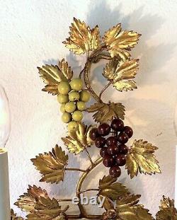 1 Tuscany Italian Gilt Tole Grape Cluster Sconce Lamp Wall Light