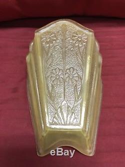 1 Vintage Antique Art Deco Wall Sconce Shade Amber Glass Slip