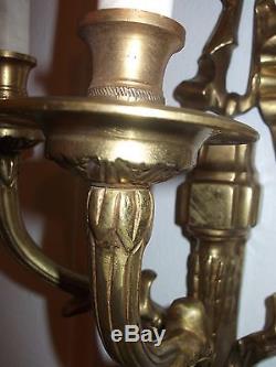 1 piece bronze french style 3 arm wall sconce