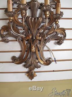 21262 Pair Venetian Silver & Gold Decorated Lighted Wall Sconces New