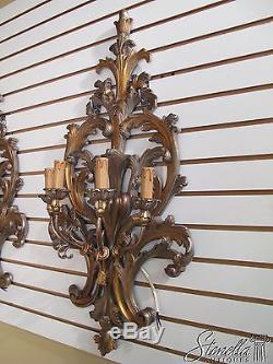 21262 Pair Venetian Silver & Gold Decorated Lighted Wall Sconces New