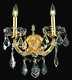 2 LIGHT MARIA THERESA BEAUTIFUL GOLD COLOR FRAME & ASFOUR CRYSTAL WALL SCONCE