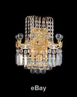 2 LIGHT TOP QUALITY ASFOUR CRYSTALS EMPIRE STYLE 18K GOLD COLOR WALL SCONCE
