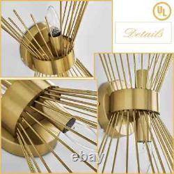 2-Light Bathroom Vanity Light, Mid-Century Modern Starburst Gold Wall Sconce