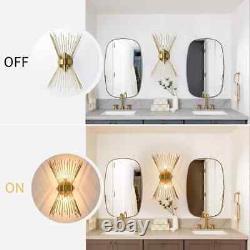 2-Light Bathroom Vanity Light, Mid-Century Modern Starburst Gold Wall Sconce