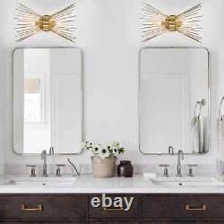 2-Light Bathroom Vanity Light, Mid-Century Modern Starburst Gold Wall Sconce