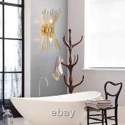 2-Light Bathroom Vanity Light, Mid-Century Modern Starburst Gold Wall Sconce