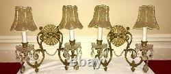 2 Light Crystal Wall Sconces with Deco Beaded Shades