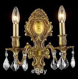 2 Light French Gold Color Wall Sconce Asfour Crystal Dining Living Room Bedroom