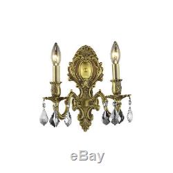 2 Light French Gold Color Wall Sconce Asfour Crystal Dining Living Room Bedroom