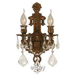 2-Light French Gold Finish D 12 H 13 Versailles Crystal Wall Sconce Light