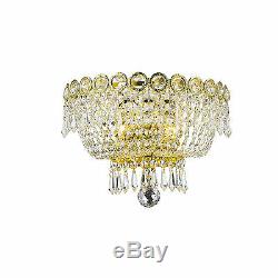 2-Light Gold Finish D 12 x H 8 Empire Crystal Wall Sconce Light Traditional