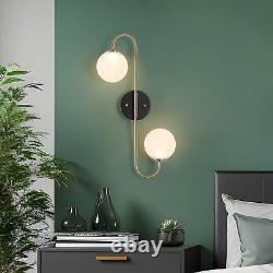2-Light Modern LED Globe Wall Sconces Black Gold Bathroom