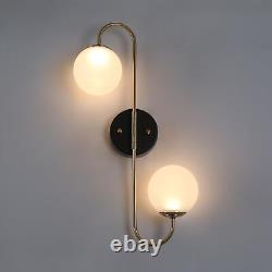 2-Light Modern LED Globe Wall Sconces Black Gold Bathroom