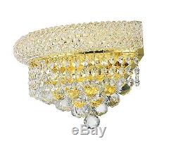 2-Lights Gold Finish D12 x H6 Empire Clear Crystal Wall Sconce fixture