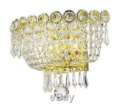 2-Lights Gold Finish D12 x H8 Traditional Empire Crystal Wall Sconce fixture