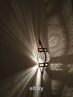 2 Moroccan Wall Light Brass Antique Lamp Copper Sconce Handmade Flush Fixture