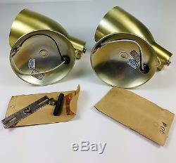 2 NOS Vintage Progress Lighting Gold Bullet Cone Sconce Wall Light Fixtures