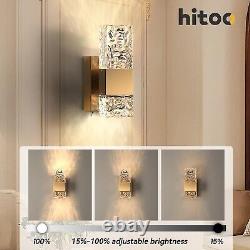 (2 Pack) Gold Battery Powered Wall Sconces Wireless, Remote Control, Dimmable