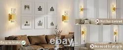 (2 Pack) Gold Battery Powered Wall Sconces Wireless, Remote Control, Dimmable