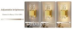 (2 Pack) Gold Battery Powered Wall Sconces Wireless, Remote Control, Dimmable