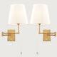 2-Pack Swing Arm Wall Lamp Brass Wall Sconces with Linen Shade Plug-in