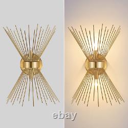 2 Pack Wall Sconces, Gold Wall Sconce, Starburst Wall Sconces Set of Two over Mi