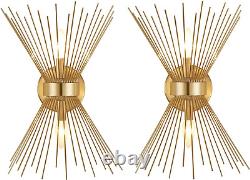 2 Pack Wall Sconces, Gold Wall Sconce, Starburst Wall Sconces Set of Two over Mi