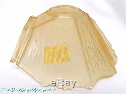 2 VINTAGE Art Deco 6-Sided GOLD GLASS Slip SHADE LOT! Frosted Wall Sconce Pair