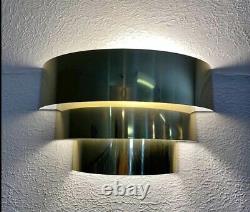2 Vintage MCM Art Deco Tiered Gold Tone WALL SCONCES LIGHTOLIER Style Lights