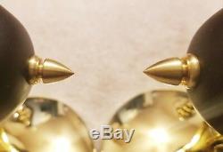 2 Vintage Mid Century Matte Black Gold Brass Bullet Cone Wall Light Sconces