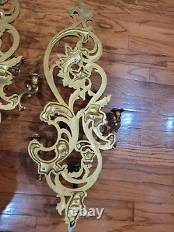 2 Vintage Syroco 5 Arm Wall Sconce Candleholder Hollywood Regency #4049 MCM Set