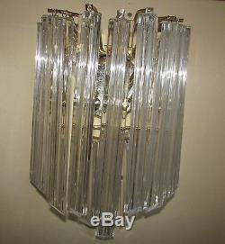 2 Vintage Tier Wall Sconces Light Fixture Crystal Murano 4 Sided Venini