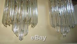 2 Vintage Tier Wall Sconces Light Fixture Crystal Murano 4 Sided Venini