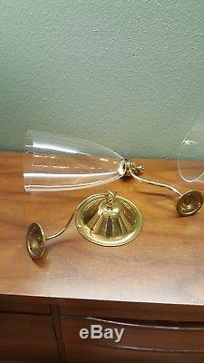 2 Virginia Metalcrafters Brass Bruton Wall Sconce Chimney With Smoke Bell 16-22-1