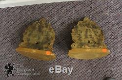 2 Vtg Hollywood Regency Scallop Shell Wall Hanging Shelves Sconces Gold Painted