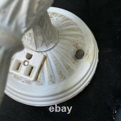 2 Vtg Virden Frosted Wall Mount Torch Lamp Sconces Light Fixtures W Elec Outlets