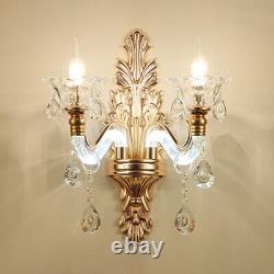 2-light Classical Candle Shape Wall Light Sconce Crystal for Living Room Bedroom